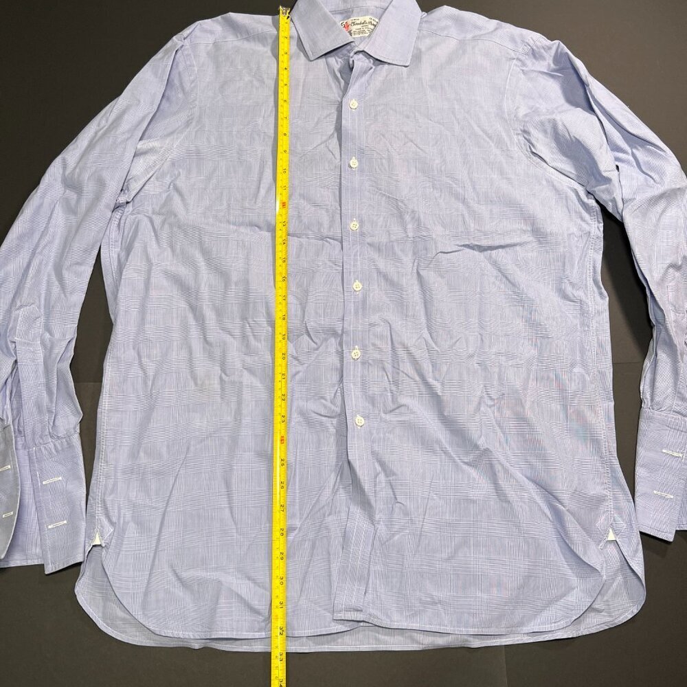 Turnbull & Asser Size 17-43 Button Down Long Sleeve Dress Shirt Blue Checkered - Picture 6 of 7